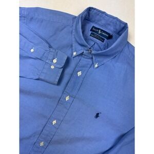 Ralph Lauren Yarmouth Shirt 16.5 32/35 L XL Blue Oxford Pony‎ Logo Read Flawed